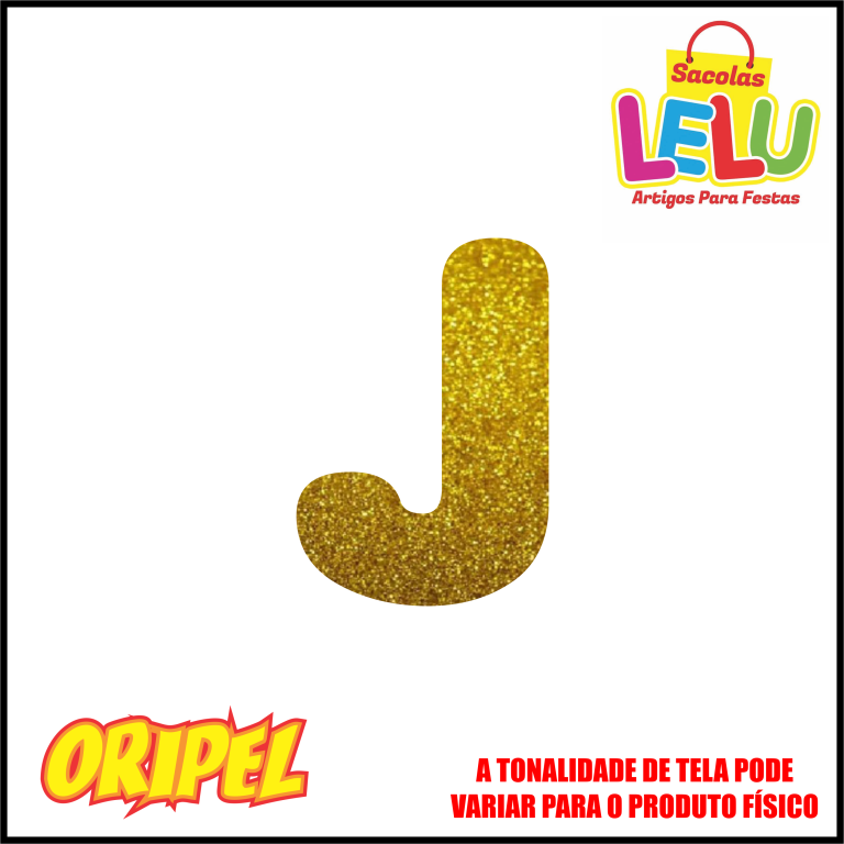 LETRA EVA GLITER DOURADA/J 11,5CM LELU SACOLAS