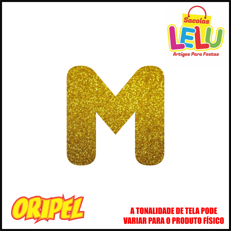 LETRA EVA GLITER DOURADA/M 11,5CM LELU SACOLAS