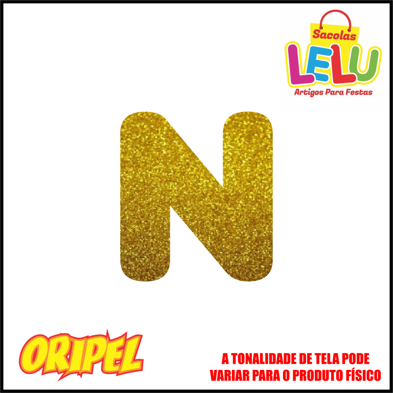 LETRA EVA GLITER DOURADA/N 11,5CM LELU SACOLAS
