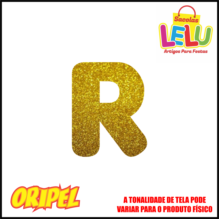 LETRA EVA GLITER DOURADA/R 11,5CM LELU SACOLAS