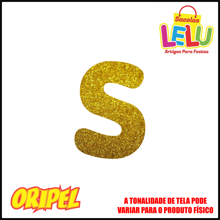 LETRA EVA GLITER DOURADA/S 11,5CM LELU SACOLAS