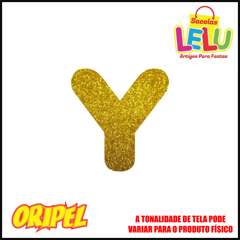 LETRA EVA GLITER DOURADA/Y 11,5CM LELU SACOLAS