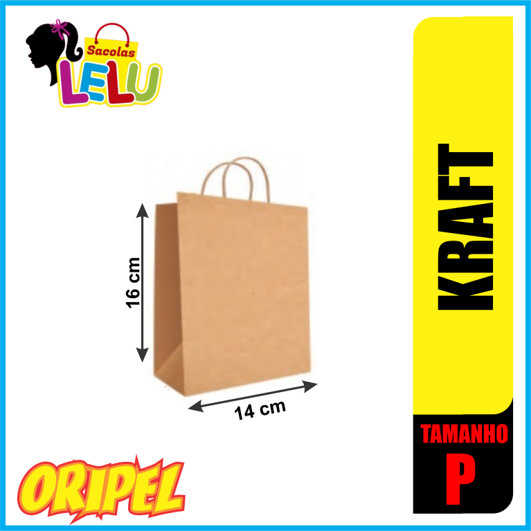 SACOLA PAPEL KRAFT 14X8X16CM LELU SACOLAS 10 UN