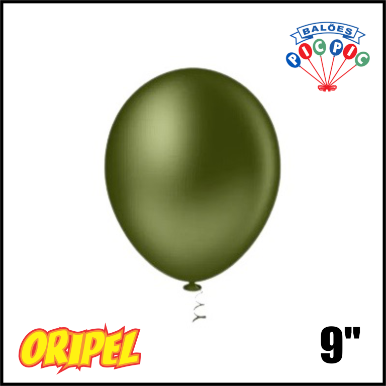 BALÃO REDONDO LISO 9'' VERDE MILITAR GRANFESTA PIC PIC 50 UN