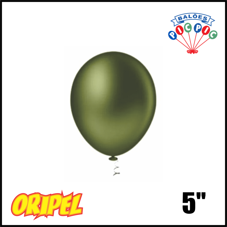 BALÃO REDONDO LISO 5'' VERDE MILITAR PIC PIC 50 UN