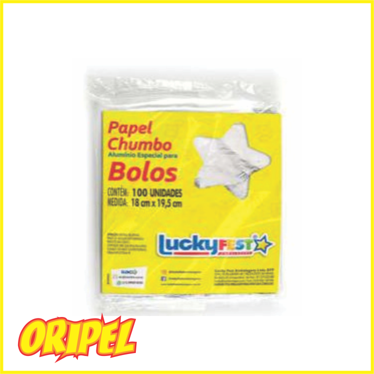 PAPEL CHUMBO LISO PRATA 18X19,5CM LUCKYFEST 100 UN