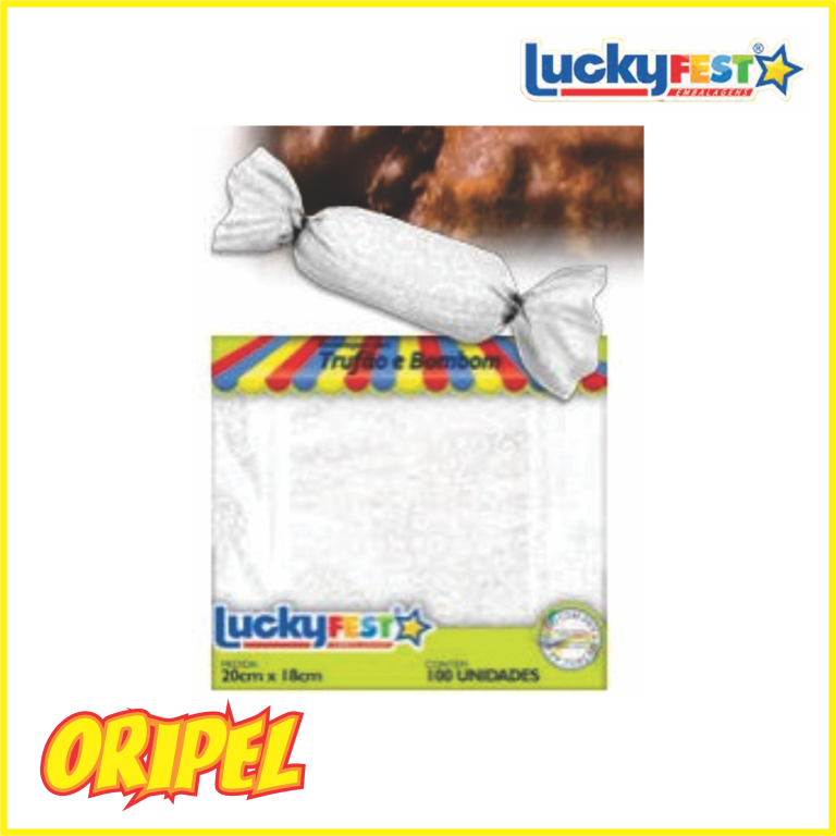EMBALAGEM TRUFAO RENDA BRANCA 20X18CM LUCKYFEST 100 UN