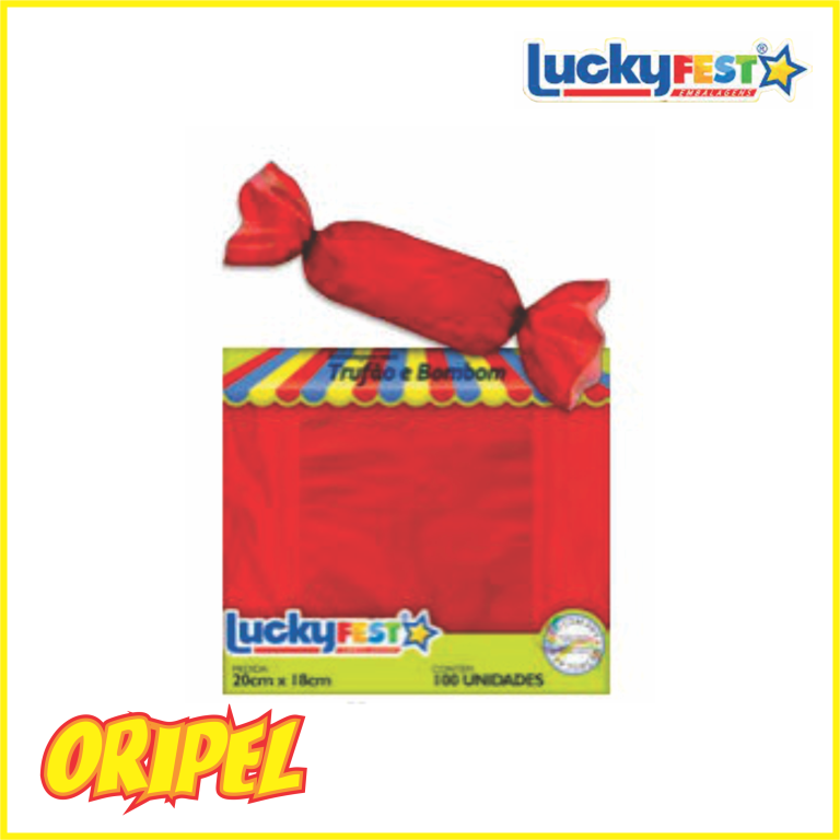 EMBALAGEM TRUFAO LISO VERMELHO 20X18CM LUCKYFEST 100 UN