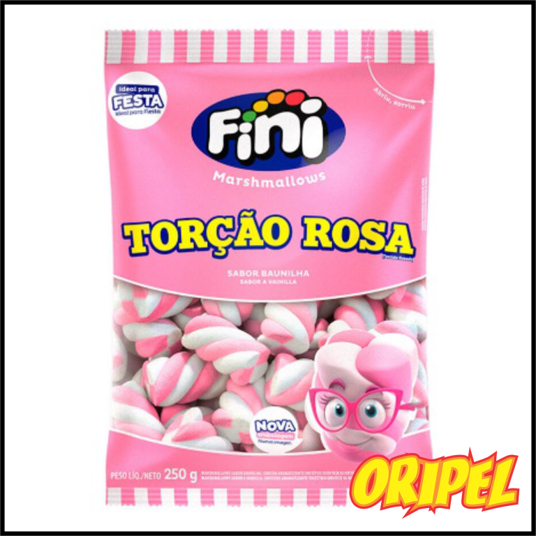 MARSHMALLOW TORÇÃO ROSA/BRANCO FINI 250G