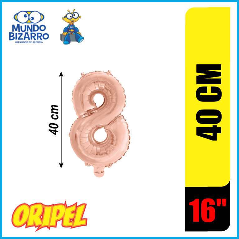 BALÃO METALIZADO 40CM/16'' ROSE/8 MUNDO BIZARRO