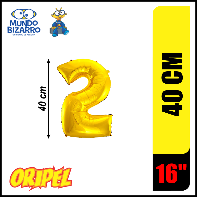 BALÃO METALIZADO 40CM/16'' OURO/2 CRG FESTAS