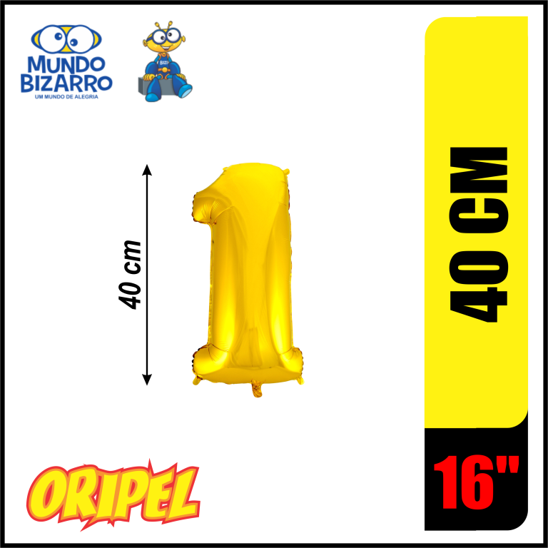 BALÃO METALIZADO 40CM/16'' OURO/1 CRG FESTAS