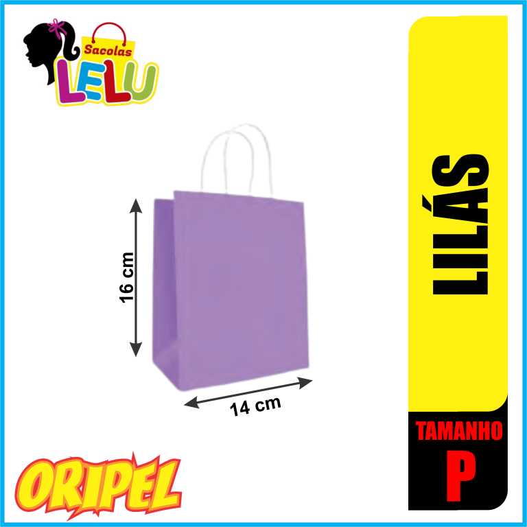 SACOLA PAPEL LILAS 14X8X16CM LELU SACOLAS 10 UN