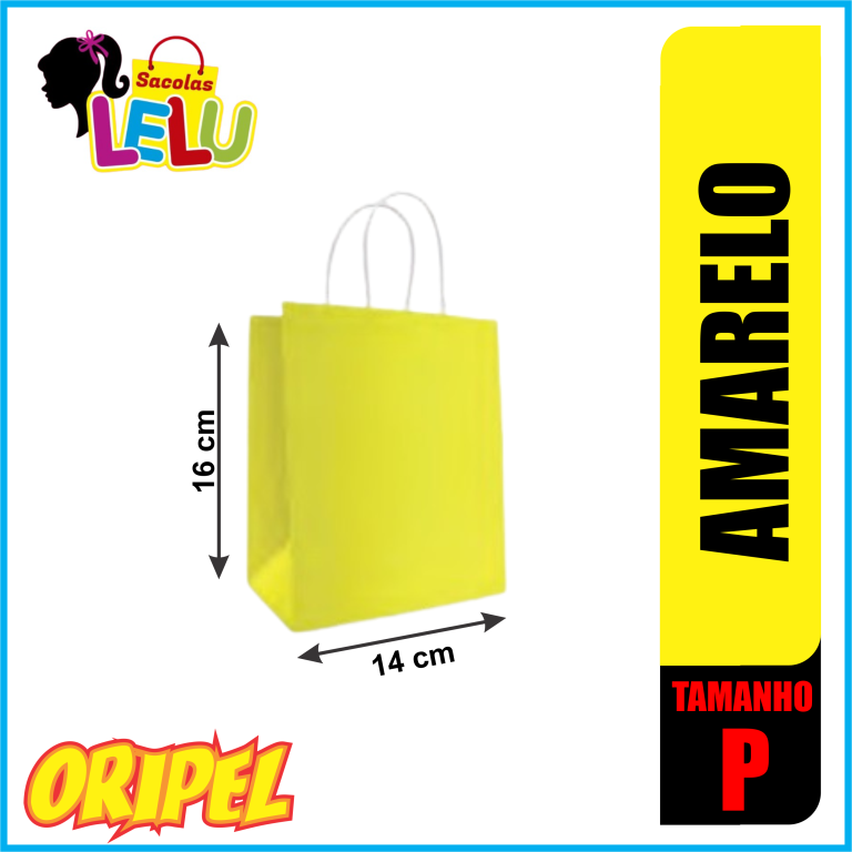 SACOLA PAPEL AMARELO 14X8X16CM LELU SACOLAS 10 UN