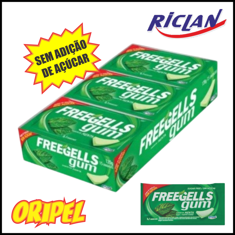 CHICLE GUM MENTA FREEGELLS 15X8G