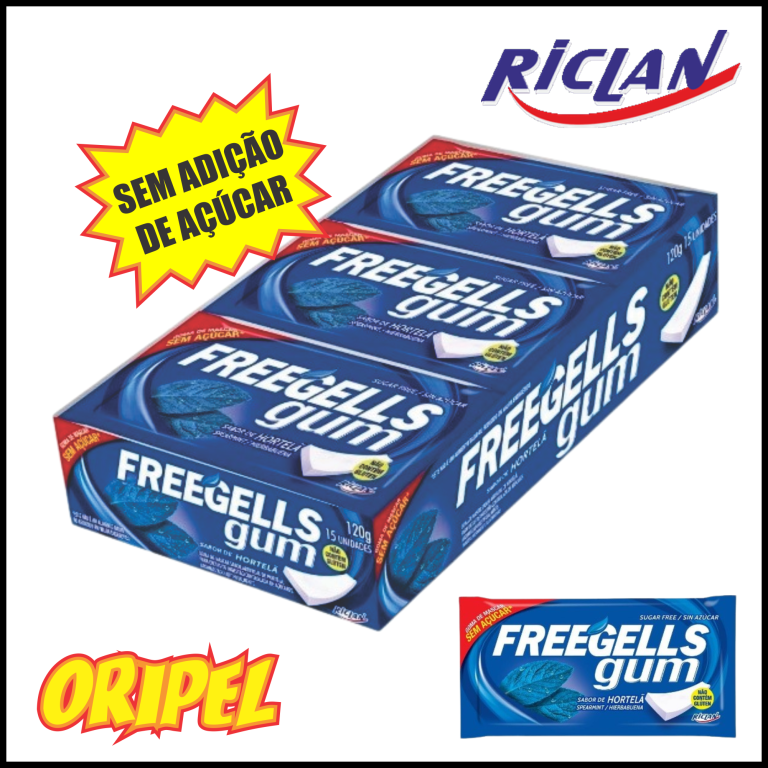 CHICLE GUM HORTELÃ FREEGELLS 15X8G