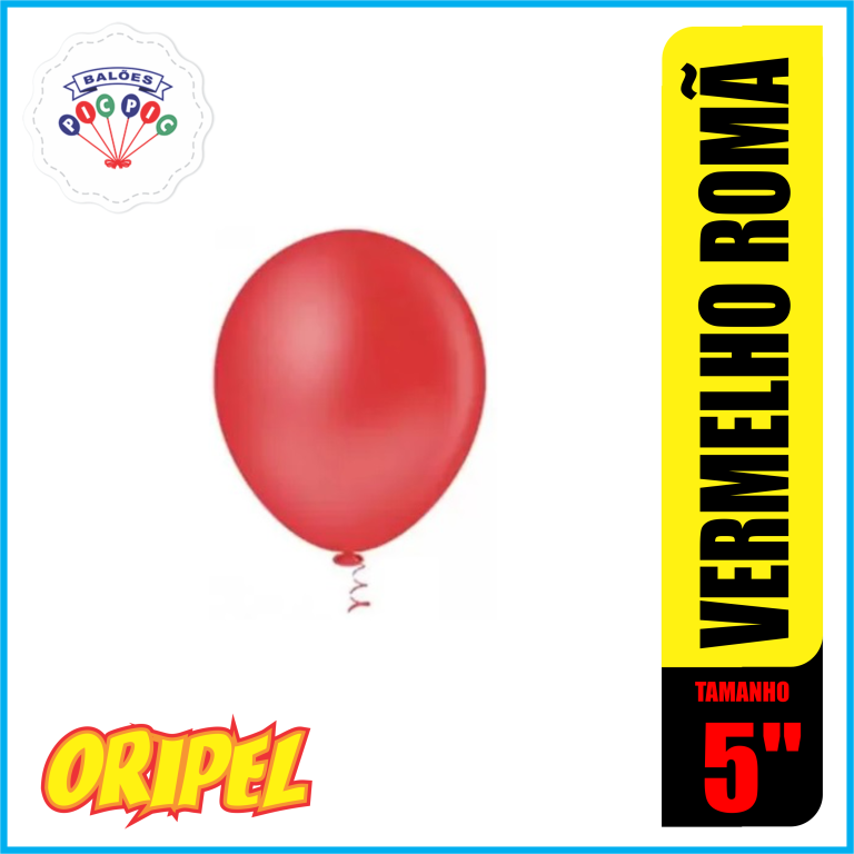 BALÃO REDONDO LISO 5'' VERMELHO ROMÃ PIC PIC 50 UN