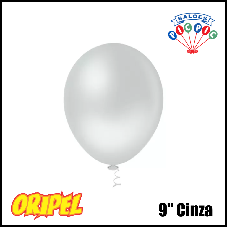 BALÃO REDONDO CANDY 09'' CINZA GRANFESTA PIC PIC 50 UN