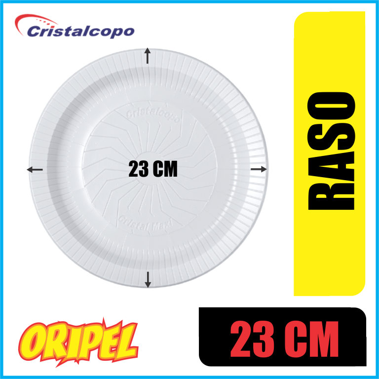 PRATO RASO 23CM/BRANCO CRISTALCOPO 10 UN