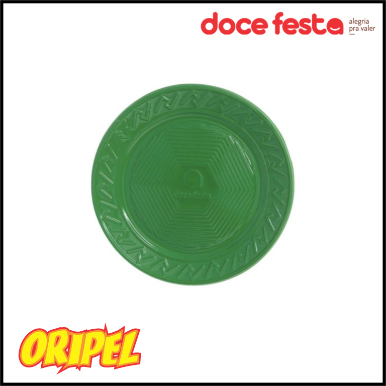PRATO PLASTICO 15CM VERDE ESCURO DOCE FESTA 10 UN