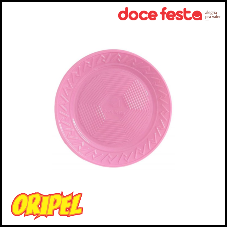 PRATO PLASTICO 15CM ROSA DOCE FESTA 10 UN