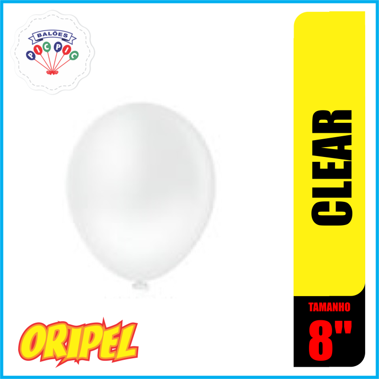 BALÃO REDONDO LISO 8'' CLEAR PIC PIC 50 UN