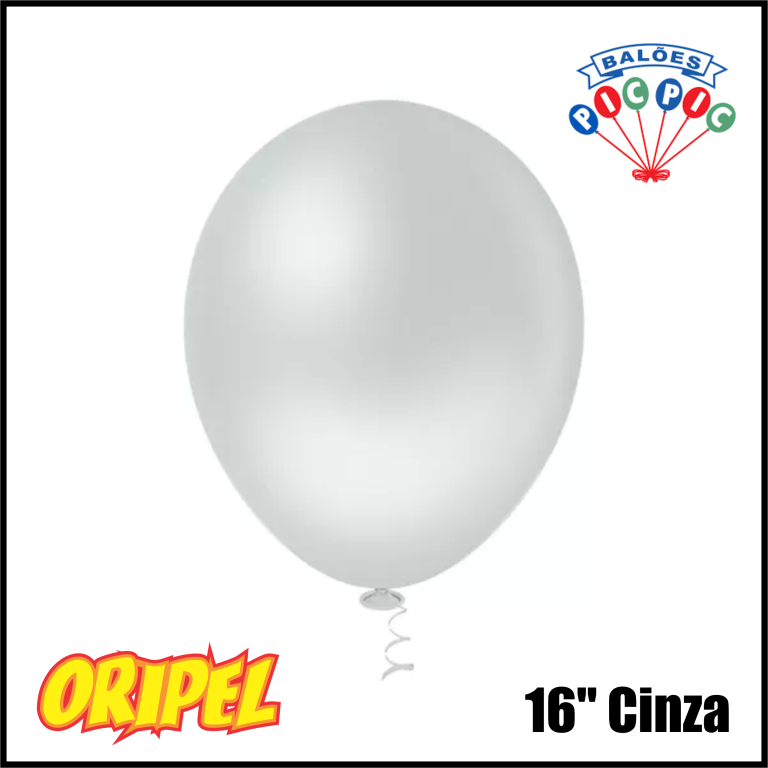 BALÃO REDONDO CANDY 16'' CINZA PIC PIC 25 UN