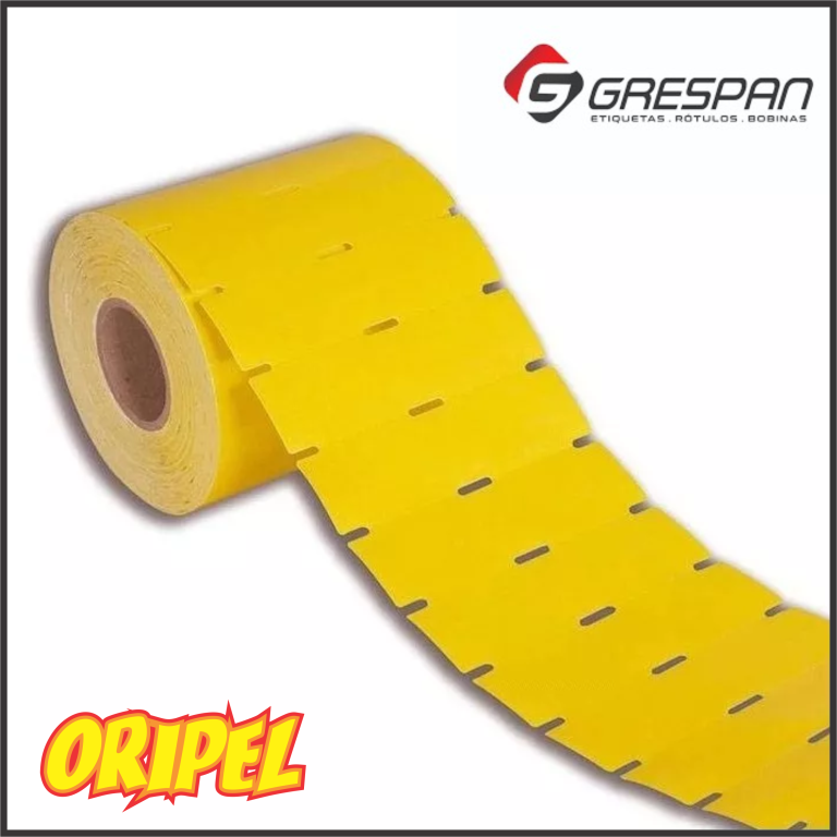 TAG GONDOLA AMARELA 170G/100X30MM GRESPAN 30 MT
