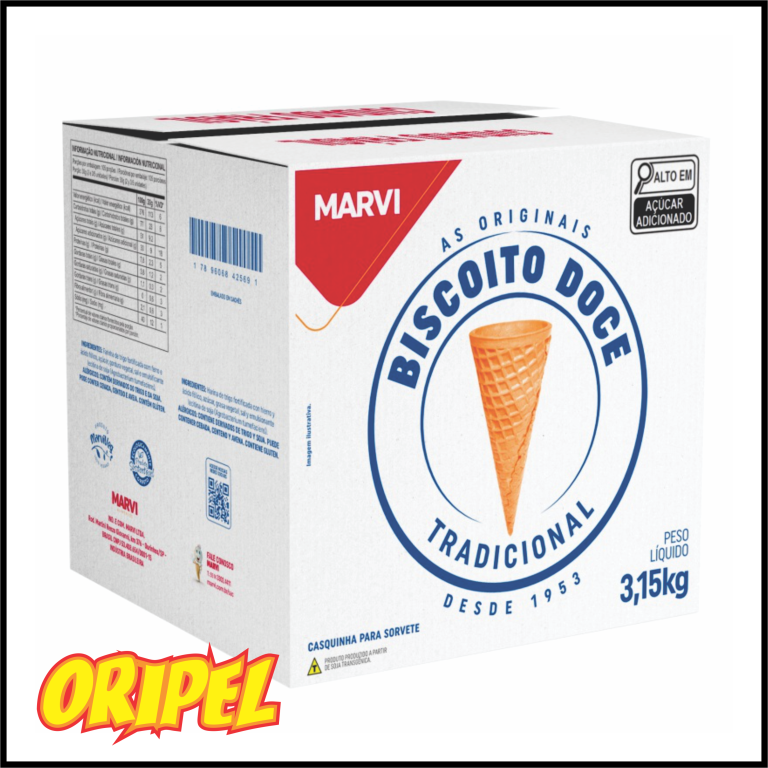 CASQUINHA BISCOITO DOCE BAUNILHA MARVI 3,15KG/±300UN