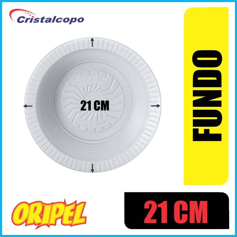 PRATO FUNDO PS 21CM BRANCO/PRF-21 CRISTALCOPO 10 UN