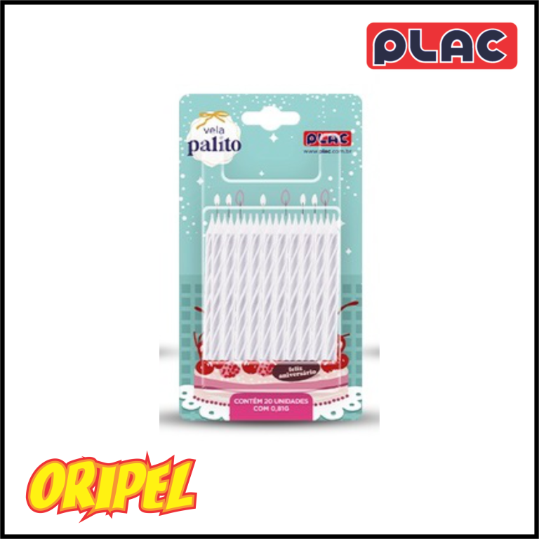 VELA ANIVERSARIO PALITO ESPIRAL BRANCO PLAC 20 UN