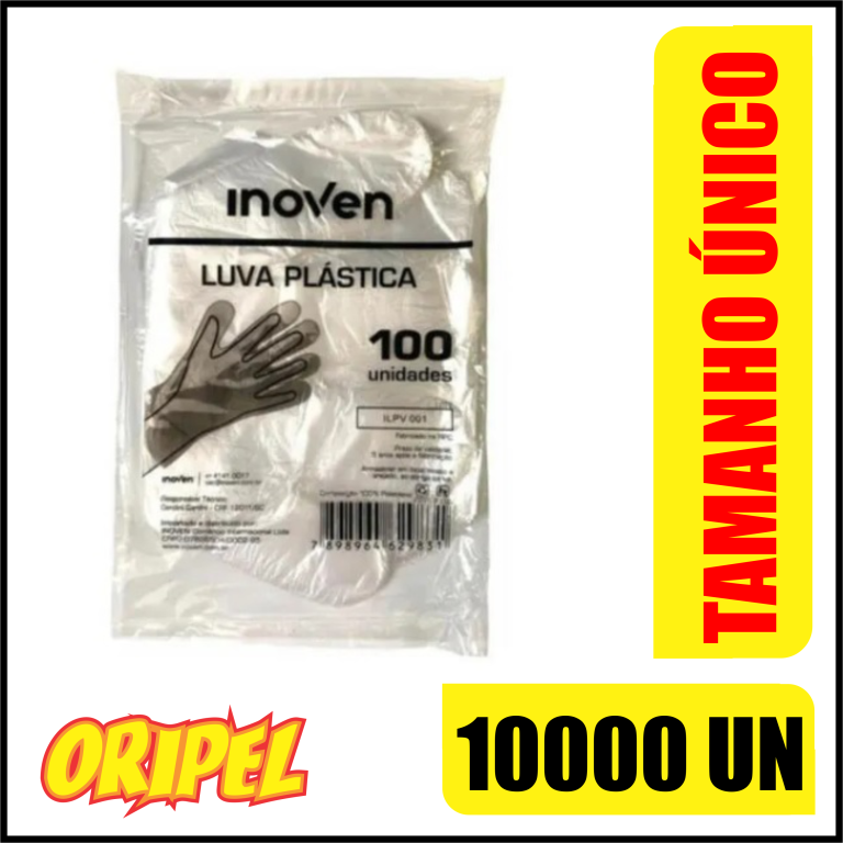 LUVA PLASTICA INOVEN 100X100 UN / 10000 LUVAS