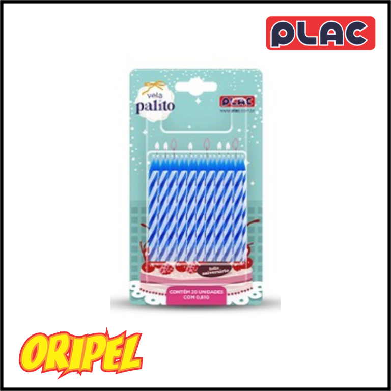VELA ANIVERSARIO PALITO ESPIRAL AZUL PLAC 20 UN