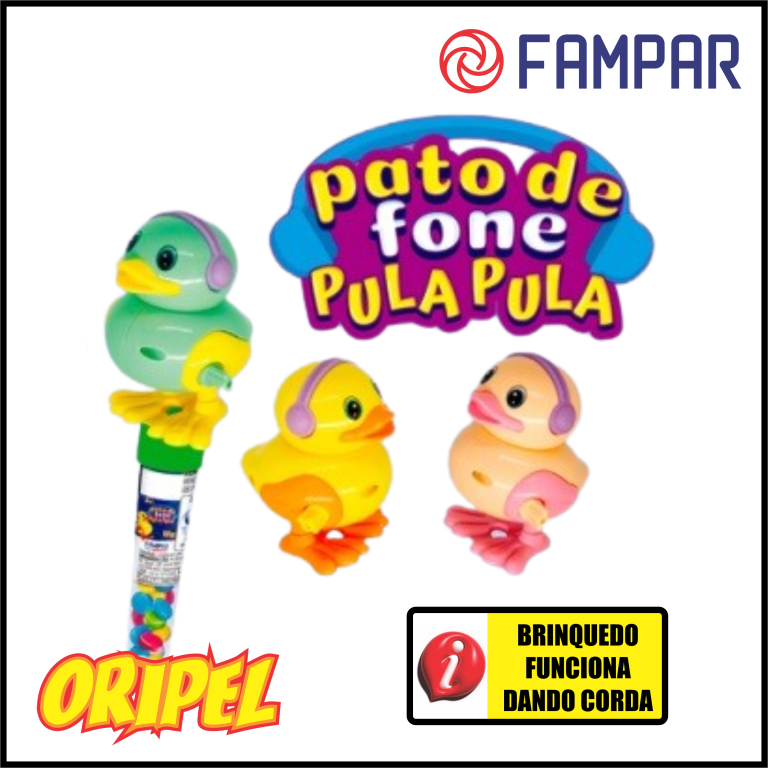 BRINQUEDO PATO DE FONE PULA PULA C/CONFEITO FAMPAR