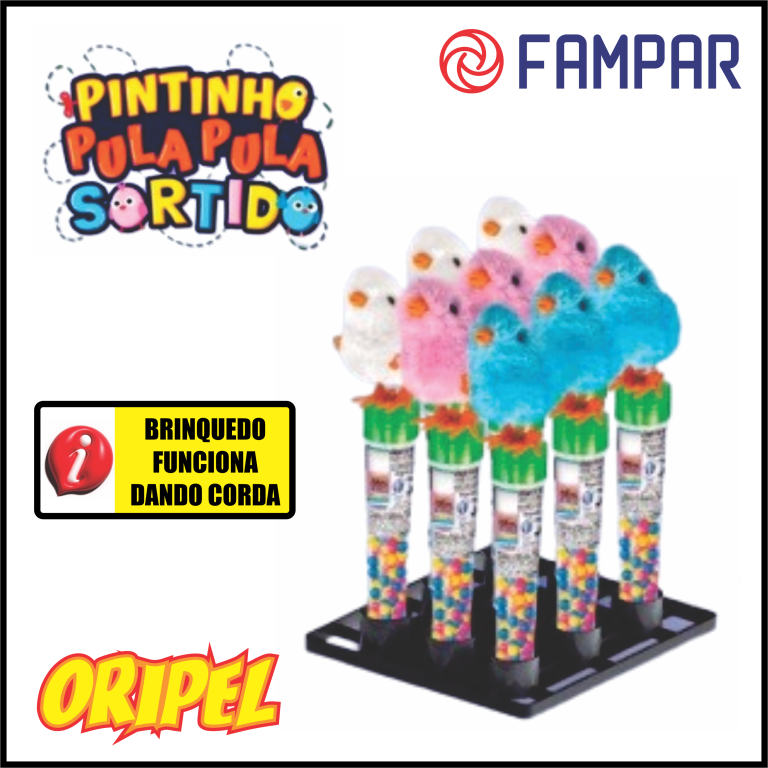 BRINQUEDO PINTINHO PULA PULA SORTIDO C/CONFEITO FAMPAR