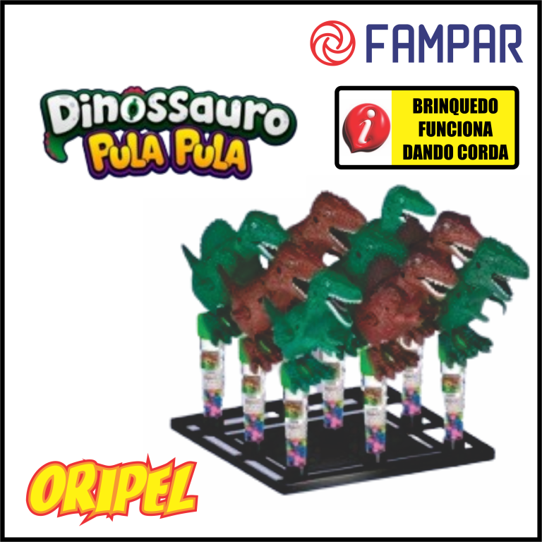 BRINQUEDO DINOSSAURO PULA PULA C/CONFEITO FAMPAR