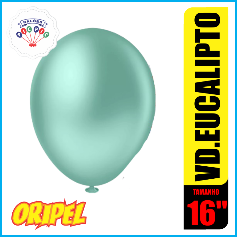 BALAO REDONDO LISO 16'' VERDE EUCALIPTO PIC PIC 12 UN