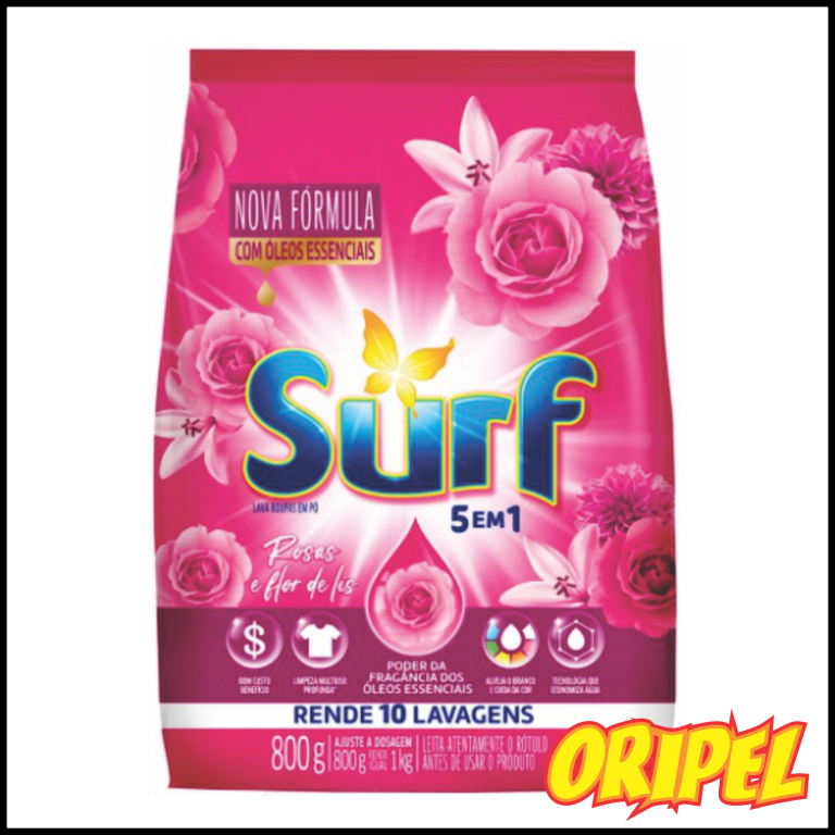 SABÃO PÓ SURF ROSA FLOR DE LIS SACHE 800G