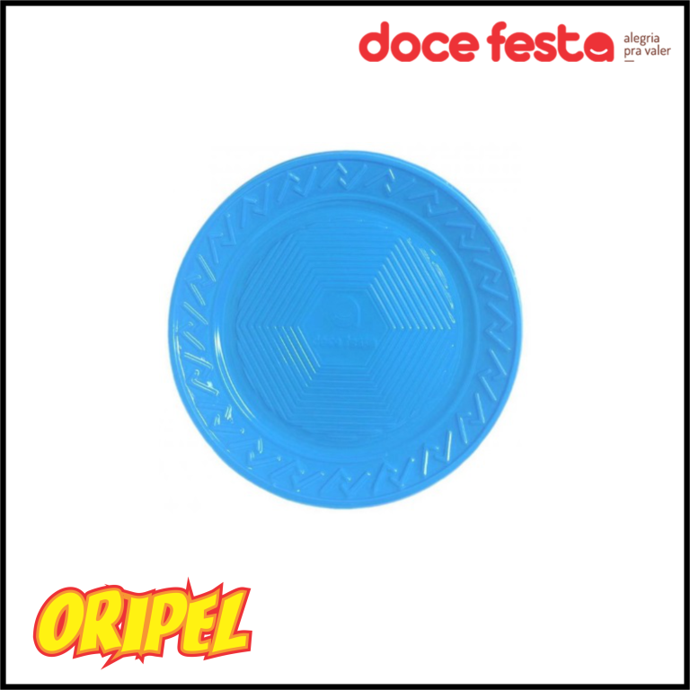 PRATO PLASTICO 15CM AZUL CLARO DOCE FESTA 10 UN