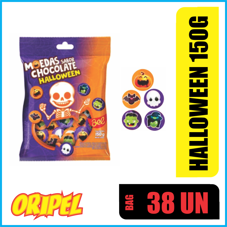 MOEDAS SABOR CHOCOLATE HALLOWEEN 150G/±38UN