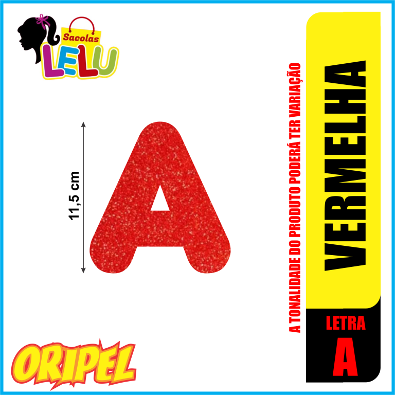LETRA EVA GLITER VERMELHA/A 11,5CM LELU SACOLAS