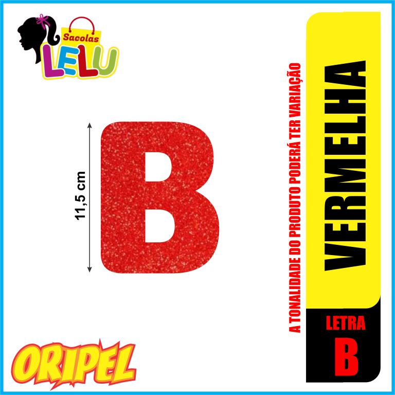 LETRA EVA GLITER VERMELHA/B 11,5CM LELU SACOLAS