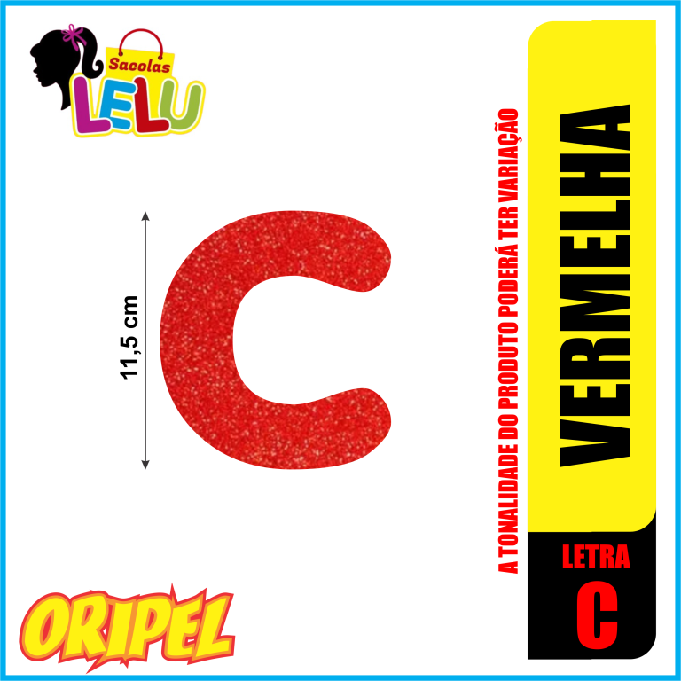 LETRA EVA GLITER VERMELHA/C 11,5CM LELU SACOLAS