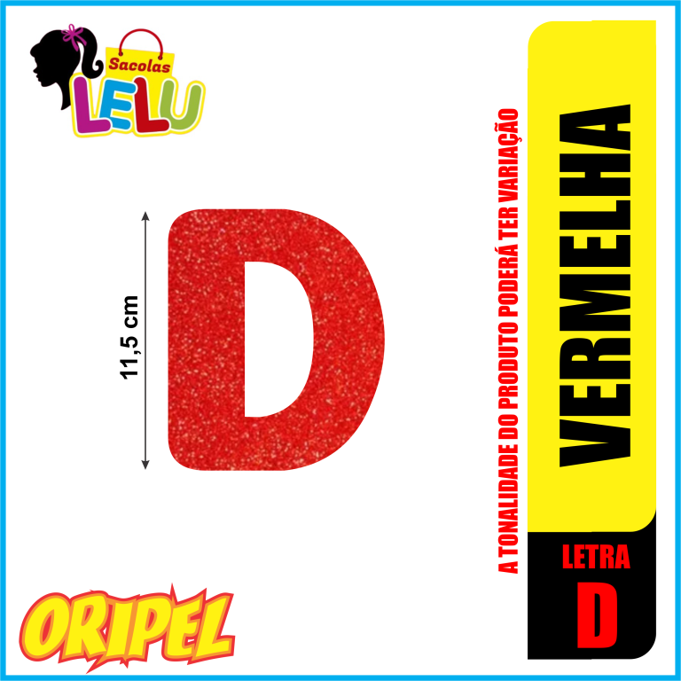 LETRA EVA GLITER VERMELHA/D 11,5CM LELU SACOLAS
