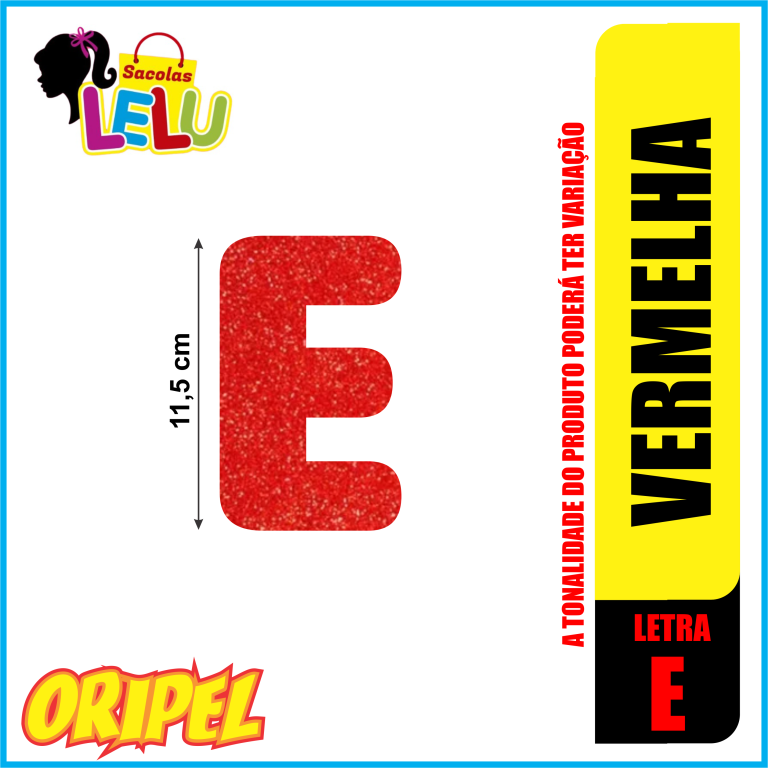 LETRA EVA GLITER VERMELHA/E 11,5CM LELU SACOLAS