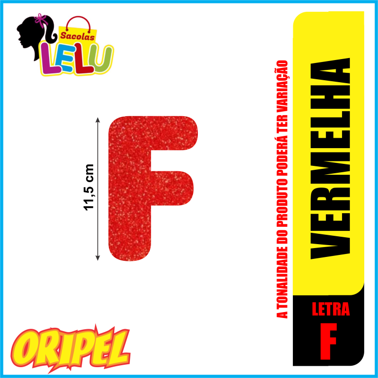 LETRA EVA GLITER VERMELHA/F 11,5CM LELU SACOLAS