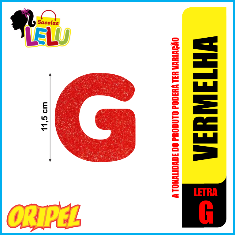 LETRA EVA GLITER VERMELHA/G 11,5CM LELU SACOLAS
