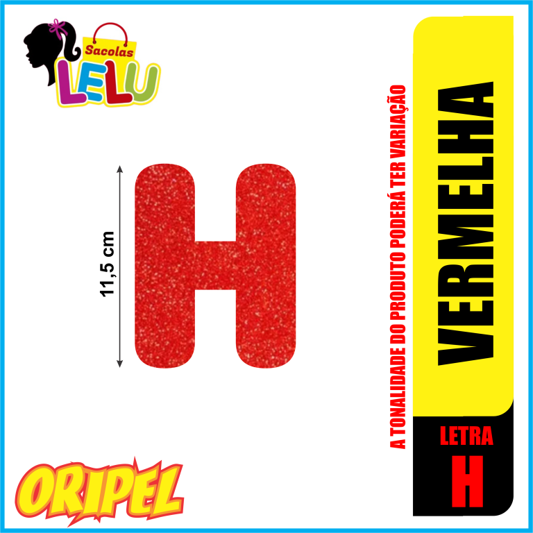 LETRA EVA GLITER VERMELHA/H 11,5CM LELU SACOLAS