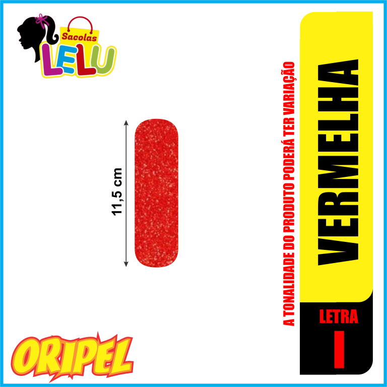 LETRA EVA GLITER VERMELHA/I 11,5CM LELU SACOLAS