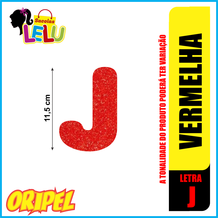 LETRA EVA GLITER VERMELHA/J 11,5CM LELU SACOLAS